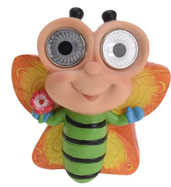 Lampa solarna ProGarden MOTYL 2527309404 figurka ozdobna zielono-czarne paski dekoracyjna figurka do ogrodu