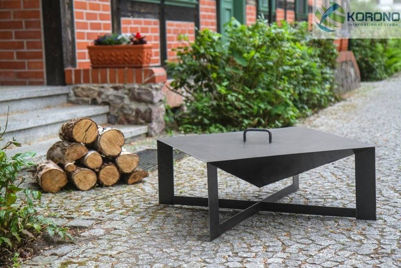 Palenisko ogrodowe Korono KOR330 plus KOR658 70x70cm stal czarna z pokrywką