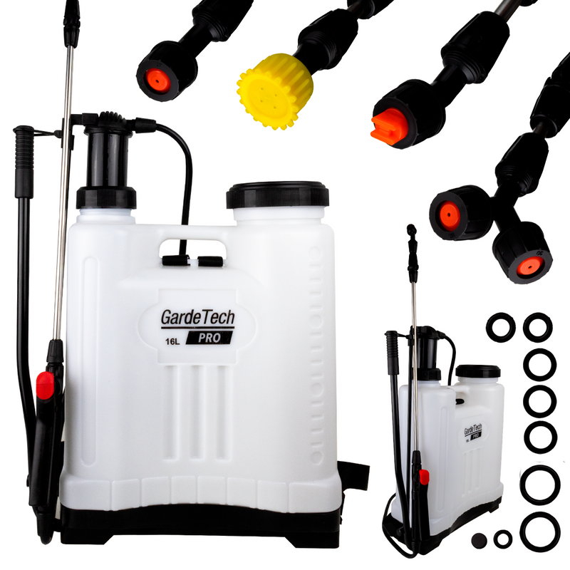 Opryskiwacz plecakowy GardeTech 11162PRO 16L kompresyjny opryskiwacz z lancą teleskopową