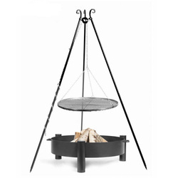 Grill na trójnogu Korono KOR101 plus KOR320 50cm/60cm z rusztem ze stali czarnej oraz palenisko ogrodowe