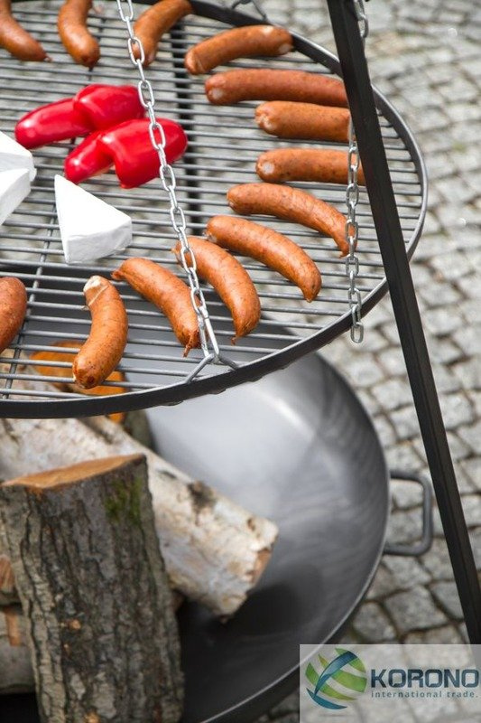 Grill na trójnogu KORONO KOR103/303 70cm/80cm z rusztem ze stali czarnej oraz palenisko ogrodowe