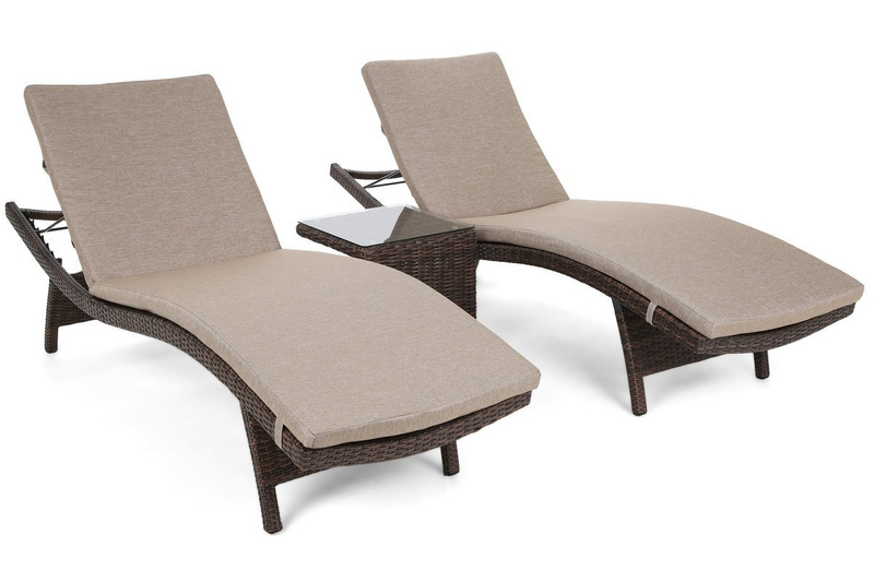 Leżaki ogrodowe Home Garden Marbella 343699 brązowe zestaw ze stolikiem
