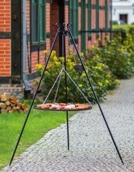 Grill na trójnogu Korono 180/123 180cm/70cm z rusztem ze stali czarnej i kołowrotkiem