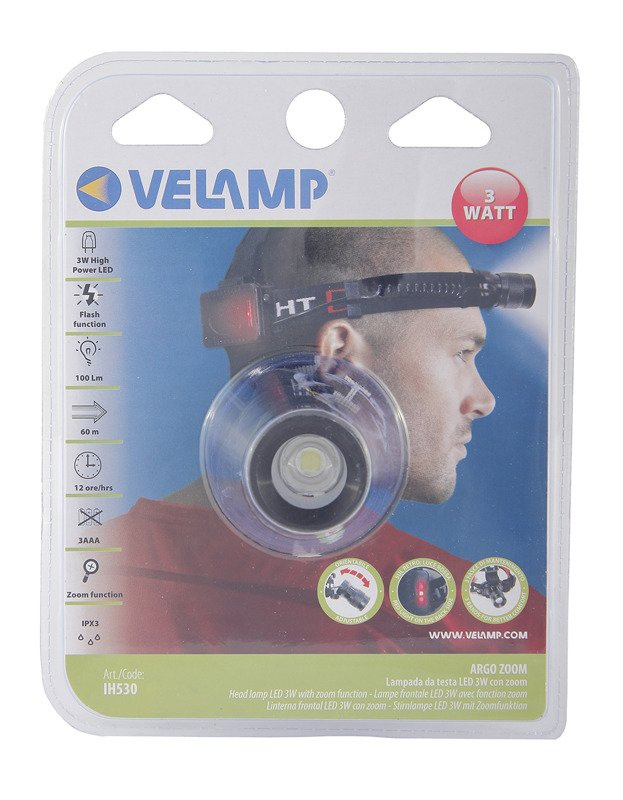 Latarka czołowa Velamp IH530 LED czołówka zasięg do 60m wygodna praktyczna z funkcją zoomu