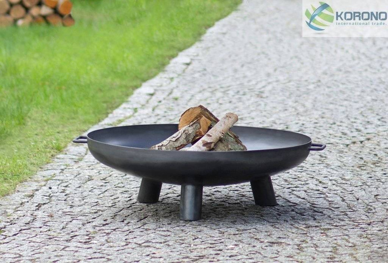 Grill na trójnogu Korono KOR101 plus KOR301 50cm/60cm z rusztem ze stali czarnej oraz palenisko ogrodowe