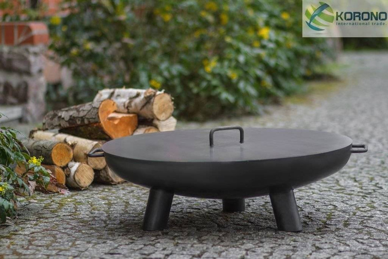Palenisko ogrodowe Korono KOR302 plus KOR651 70cm z pokrywą idealne palenisko do ogrodu pozwoli na bezpieczne użytkowanie ogniska