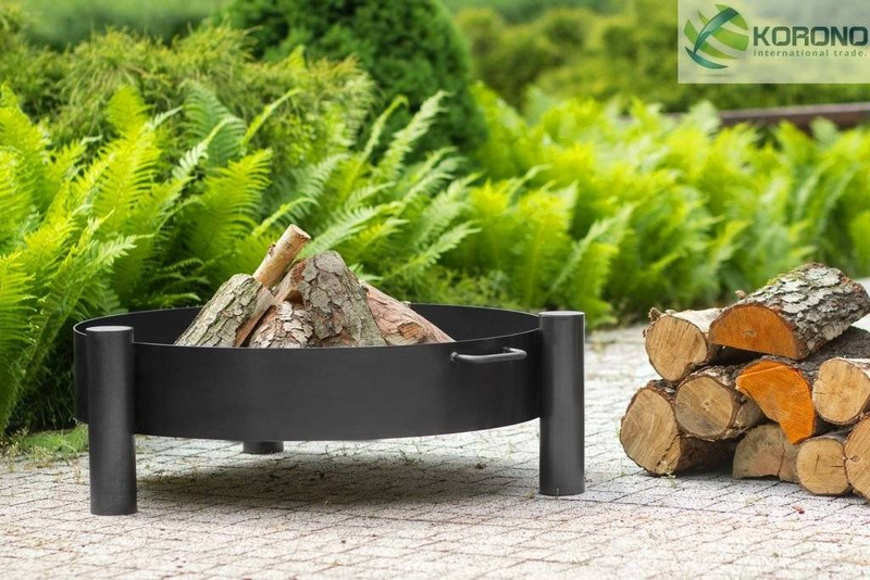 Grill na trójnogu Korono KOR101 plus KOR320 50cm/60cm z rusztem ze stali czarnej oraz palenisko ogrodowe
