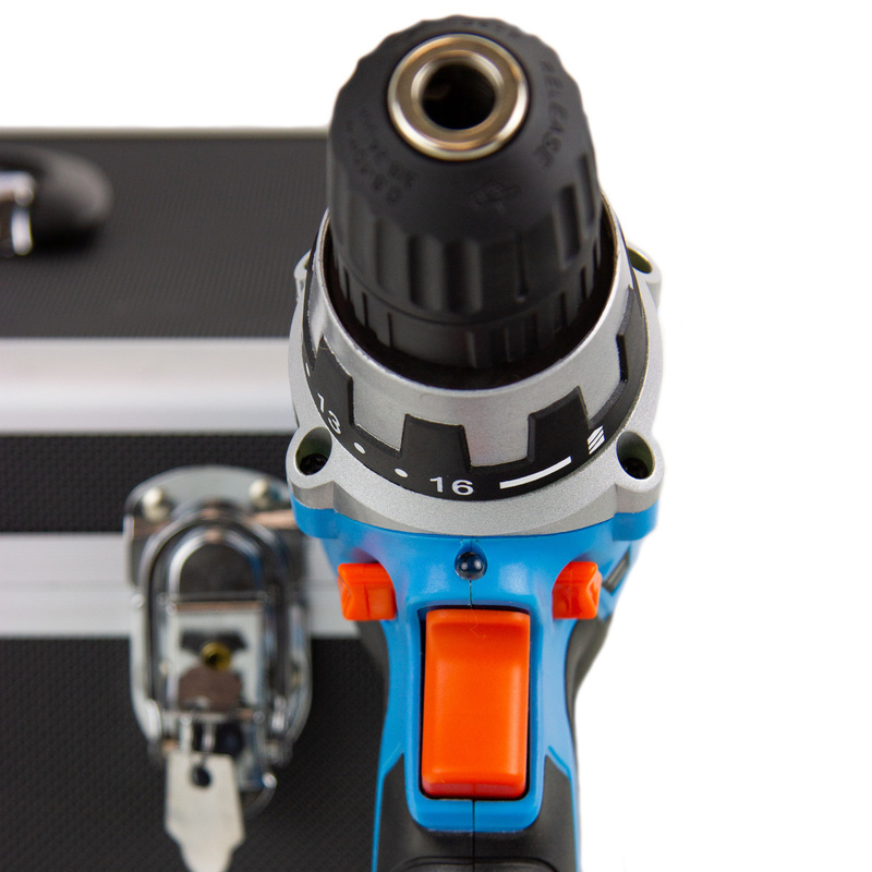 Wiertarka i wkrętarka WORK MEN WMPRT142LI-MC1H 2w1 akumulatorowa wiertarko-wkrętarka w zestawie z akcesoriami w aluminiowej skrzynce narzędziowej