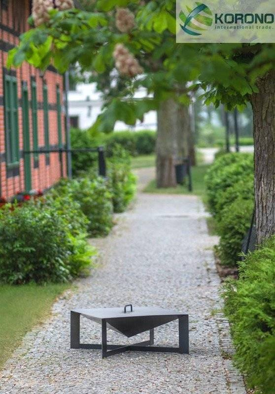 Palenisko ogrodowe Korono KOR330 plus KOR658 70x70cm stal czarna z pokrywką