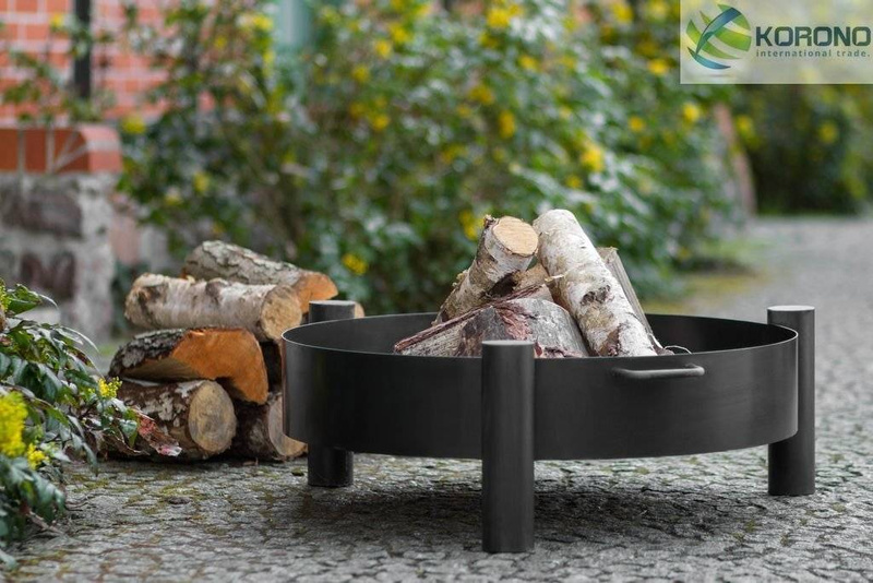 Grill na trójnogu Korono KOR101 plus KOR320 50cm/60cm z rusztem ze stali czarnej oraz palenisko ogrodowe