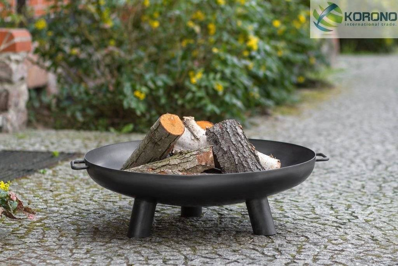 Grill na trójnogu Korono KOR102 plus KOR302 60cm/70cm z rusztem ze stali czarnej oraz palenisko ogrodowe