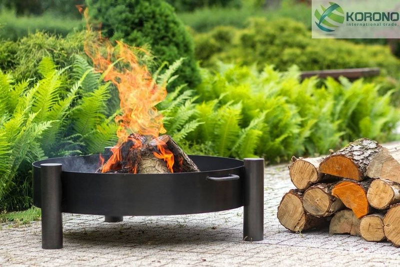 Grill na trójnogu Korono KOR101 plus KOR320 50cm/60cm z rusztem ze stali czarnej oraz palenisko ogrodowe