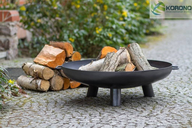 Grill na trójnogu Korono KOR101 plus KOR301 50cm/60cm z rusztem ze stali czarnej oraz palenisko ogrodowe