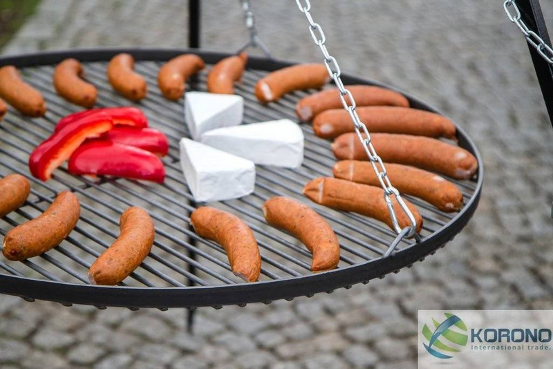 Grill na trójnogu Korono KOR104 plus KOR322 80/80cm z rusztem ze stali czarnej oraz palenisko ogrodowe