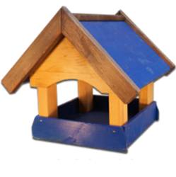 Karmnik dla ptaków Drew-Handel K31N 30cm Niebieski karmnik dwuspadowy wykonany z drewna iglastego odpornego na warunki atmosferyczne