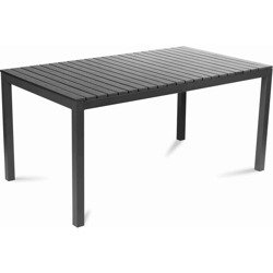 Stół ogrodowy Fieldmann FDZN 5040 czarny aluminiowy stół z drewnianym blatem idealny do ogrodu na taras i balkon