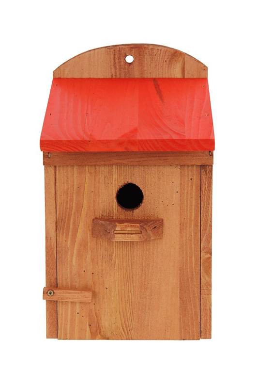 Budka lęgowa Drew-Handel BL10R/D Czerwony karmnik dla ptaków wykonany z drewna iglastego odpornego na warunki atmosferyczne