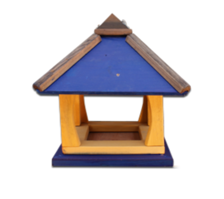 Karmnik dla ptaków Drew-Handel K35N 30cm Niebieski czterospadowy karmnik wykonany z drewna iglastego odpornego na warunki atmosferyczne