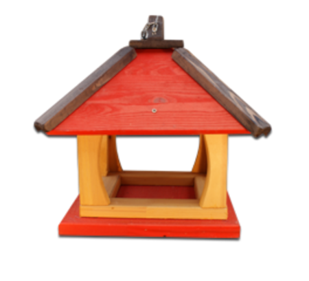 Karmnik dla ptaków Drew-Handel K35R 30cm Czerwony czterospadowy karmnik wykonany z drewna iglastego odpornego na warunki atmosferyczne