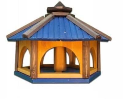Karmnik dla ptaków Drew-Handel KW60N/D 60cm Niebieski karmnik wykonany z drewna iglastego odpornego na warunki atmosferyczne