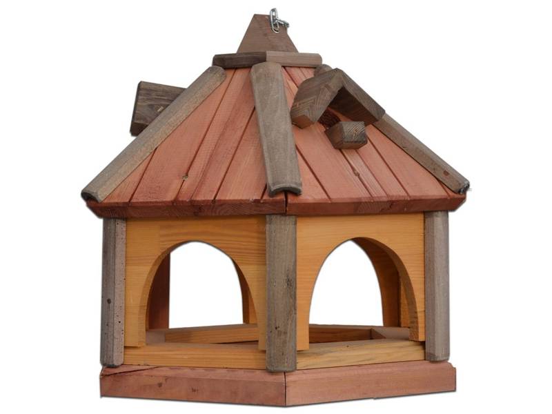 Karmnik dla ptaków z budką lęgową Drew-Handel KL40T TIKO 37cm karmnik posiada wbudowaną budkę lęgową wykonany z drewna iglastego odpornego na warunki atmosferyczne