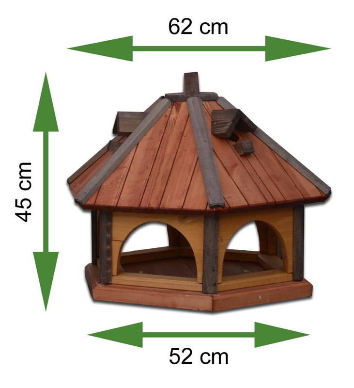 Karmnik dla ptaków z budką lęgową Drew-Handel KL60G 62cm Szary karmnik wykonany z drewna iglastego odpornego na warunki atmosferyczne