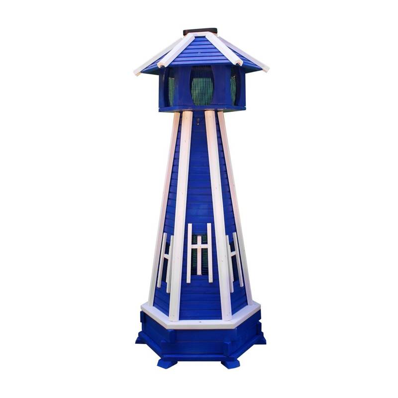 Latarnia ogrodowa Drew-Handel LA76 niebieska latarnia z oświetleniem wykonana z drewna iglastego pokrytego impregnatem odpornym na warunki atmosferyczne 