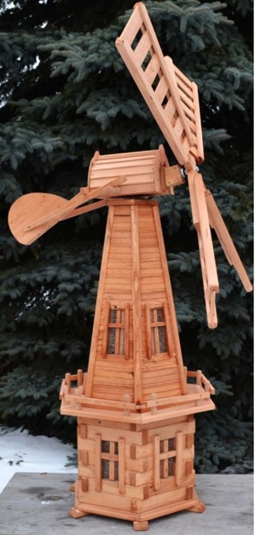 Wiatrak Drew-Handel W7/D 170cm drewniany wiatrak ozdoba do ogrodu z drewna iglastego odpornego na warunki atmosferyczne