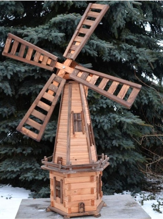 Wiatrak Drew-Handel W71/D 170cm wiatrak drewniany ozdoba ogrodowa z drewna iglastego odpornego na warunki atmosferyczne